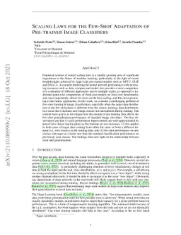 Scaling Laws for the Few-Shot Adaptation of Pre-trained Image
  Classifiers