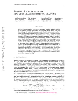 Subspace Regularizers for Few-Shot Class Incremental Learning