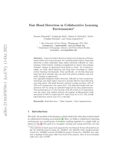 Fast Hand Detection in Collaborative Learning Environments