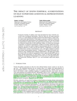 The Impact of Spatiotemporal Augmentations on Self-Supervised
  Audiovisual Representation Learning