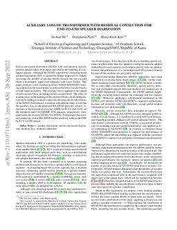 Auxiliary Loss of Transformer with Residual Connection for End-to-End
  Speaker Diarization