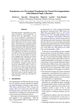 Transformer over Pre-trained Transformer for Neural Text Segmentation
  with Enhanced Topic Coherence