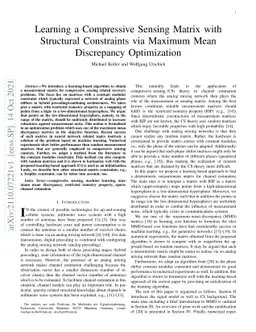 Learning a Compressive Sensing Matrix with Structural Constraints via
  Maximum Mean Discrepancy Optimization