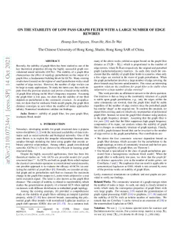 On the Stability of Low Pass Graph Filter With a Large Number of Edge
  Rewires