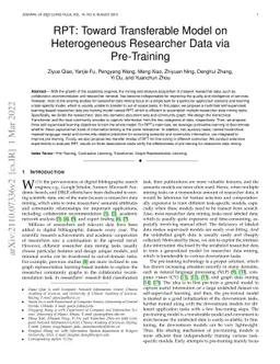 RPT: Toward Transferable Model on Heterogeneous Researcher Data via
  Pre-Training