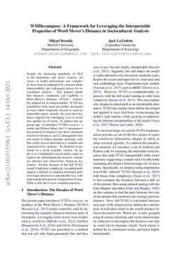 WMDecompose: A Framework for Leveraging the Interpretable Properties of
  Word Mover's Distance in Sociocultural Analysis