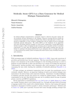 Medically Aware GPT-3 as a Data Generator for Medical Dialogue
  Summarization