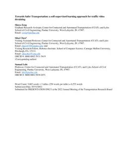 Towards Safer Transportation: a self-supervised learning approach for
  traffic video deraining
