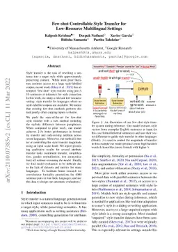 Few-shot Controllable Style Transfer for Low-Resource Multilingual
  Settings