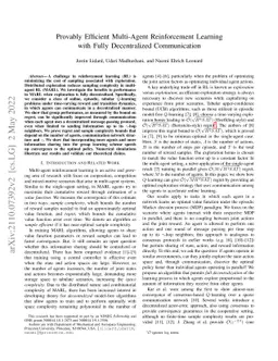 Provably Efficient Multi-Agent Reinforcement Learning with Fully
  Decentralized Communication