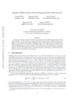 Adaptive Differentially Private Empirical Risk Minimization