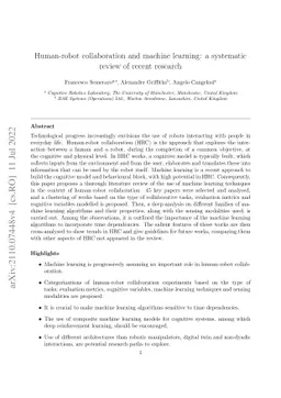 Human-robot collaboration and machine learning: a systematic review of
  recent research