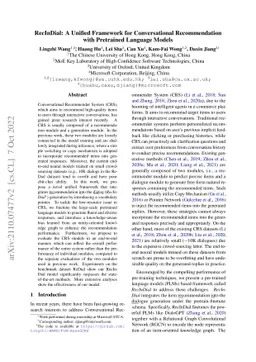 RecInDial: A Unified Framework for Conversational Recommendation with
  Pretrained Language Models