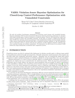 VABO: Violation-Aware Bayesian Optimization for Closed-Loop Control
  Performance Optimization with Unmodeled Constraints