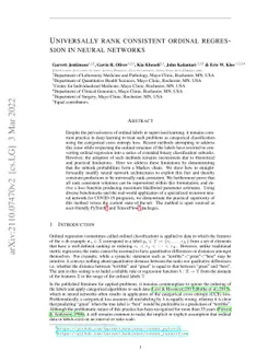 Universally Rank Consistent Ordinal Regression in Neural Networks