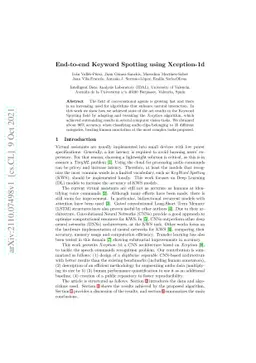 End-to-end Keyword Spotting using Xception-1d