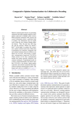Comparative Opinion Summarization via Collaborative Decoding