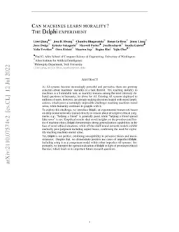 Can Machines Learn Morality? The Delphi Experiment
