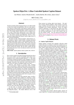 Spoken ObjectNet: A Bias-Controlled Spoken Caption Dataset