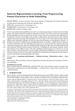 Network Representation Learning: From Preprocessing, Feature Extraction
  to Node Embedding