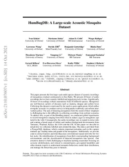 HumBugDB: A Large-scale Acoustic Mosquito Dataset