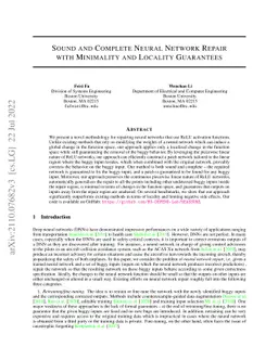 Sound and Complete Neural Network Repair with Minimality and Locality
  Guarantees