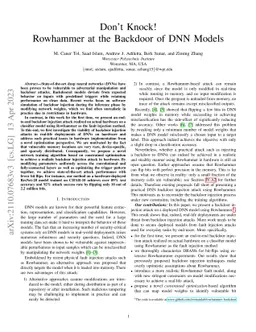 Don't Knock! Rowhammer at the Backdoor of DNN Models