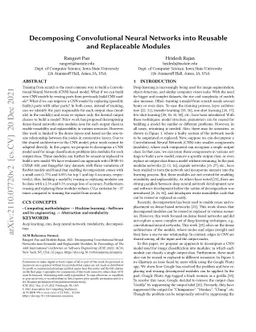 Decomposing Convolutional Neural Networks into Reusable and Replaceable
  Modules