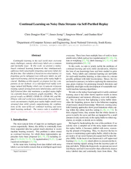 Continual Learning on Noisy Data Streams via Self-Purified Replay