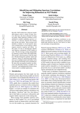 Identifying and Mitigating Spurious Correlations for Improving
  Robustness in NLP Models