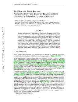The Neural Data Router: Adaptive Control Flow in Transformers Improves
  Systematic Generalization