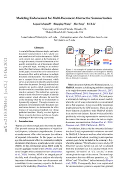 Modeling Endorsement for Multi-Document Abstractive Summarization