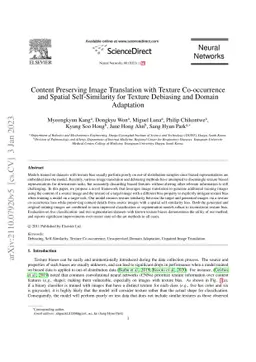 Content Preserving Image Translation with Texture Co-occurrence and
  Spatial Self-Similarity for Texture Debiasing and Domain Adaptation