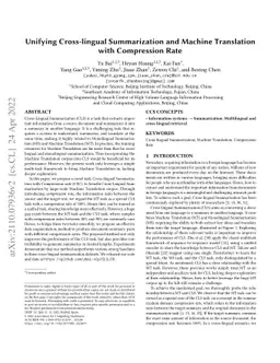 Unifying Cross-lingual Summarization and Machine Translation with
  Compression Rate