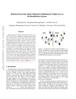 Relation Preserving Triplet Mining for Stabilising the Triplet Loss in
  Re-identification Systems