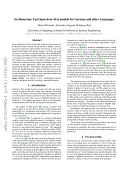 Scribosermo: Fast Speech-to-Text models for German and other Languages