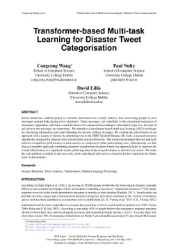 Transformer-based Multi-task Learning for Disaster Tweet Categorisation