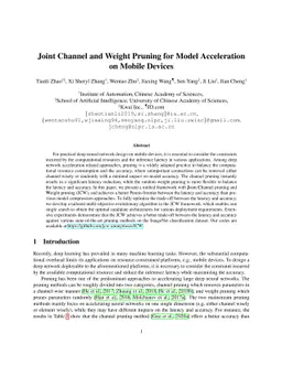 Joint Channel and Weight Pruning for Model Acceleration on Moblie
  Devices