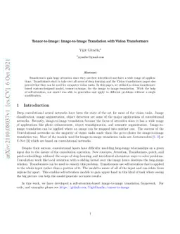 Tensor-to-Image: Image-to-Image Translation with Vision Transformers