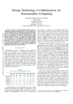 Design Technology Co-Optimization for Neuromorphic Computing
