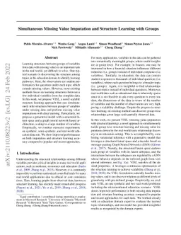 Simultaneous Missing Value Imputation and Structure Learning with Groups