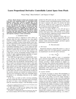 Learn Proportional Derivative Controllable Latent Space from Pixels