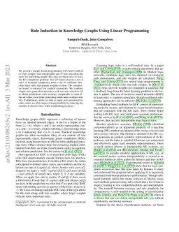 Rule Induction in Knowledge Graphs Using Linear Programming