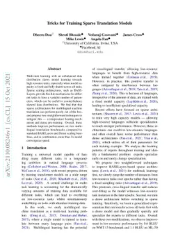 Tricks for Training Sparse Translation Models