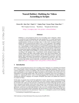 Neural Dubber: Dubbing for Videos According to Scripts