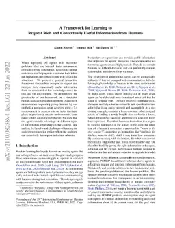 A Framework for Learning to Request Rich and Contextually Useful
  Information from Humans