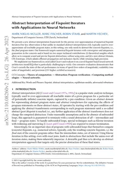 Abstract Interpretation of Fixpoint Iterators with Applications to
  Neural Networks