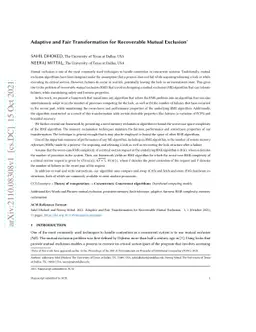 Adaptive and Fair Transformation for Recoverable Mutual Exclusion