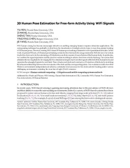 3D Human Pose Estimation for Free-form Activity Using WiFi Signals