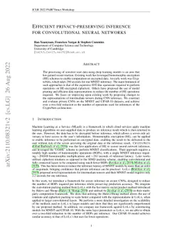 Efficient privacy-preserving inference for convolutional neural networks